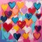Colorful Heart Graffiti Wall Art Abstract Canvas Paintings Colorful Pictures Modern Abstract Artwork Decor for Office Bedroom Living Room Children's room 13.5"x13.5"x 1 Panels